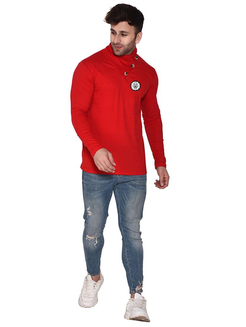 men plain high neck t-shirt - 21274954 -  Standard Image - 3