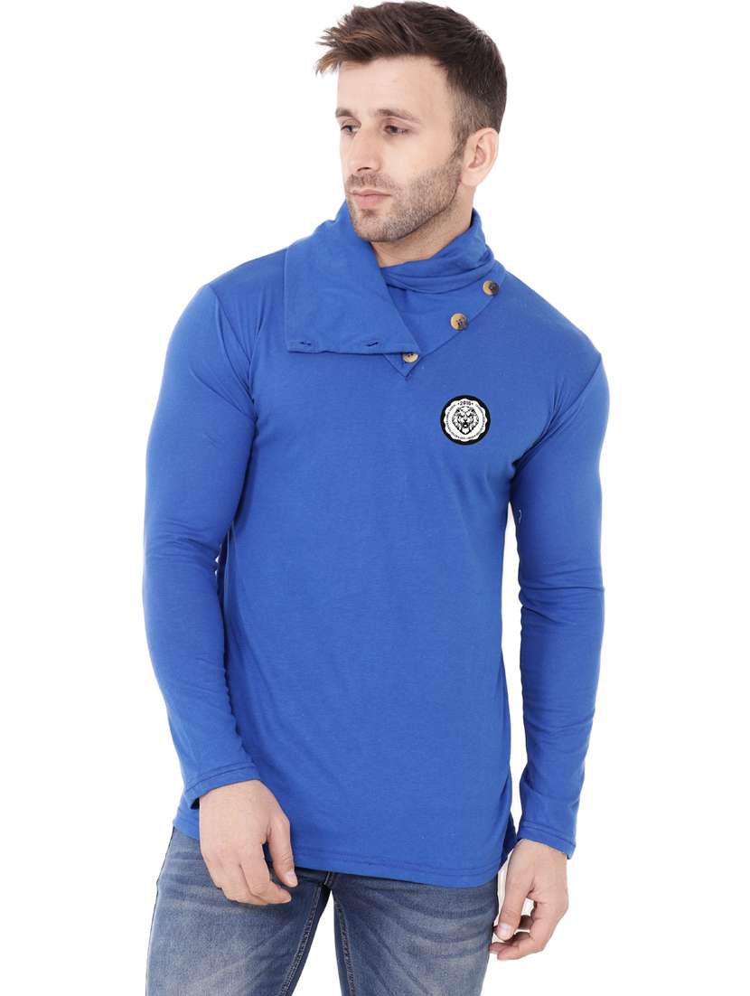 men plain high neck t-shirt