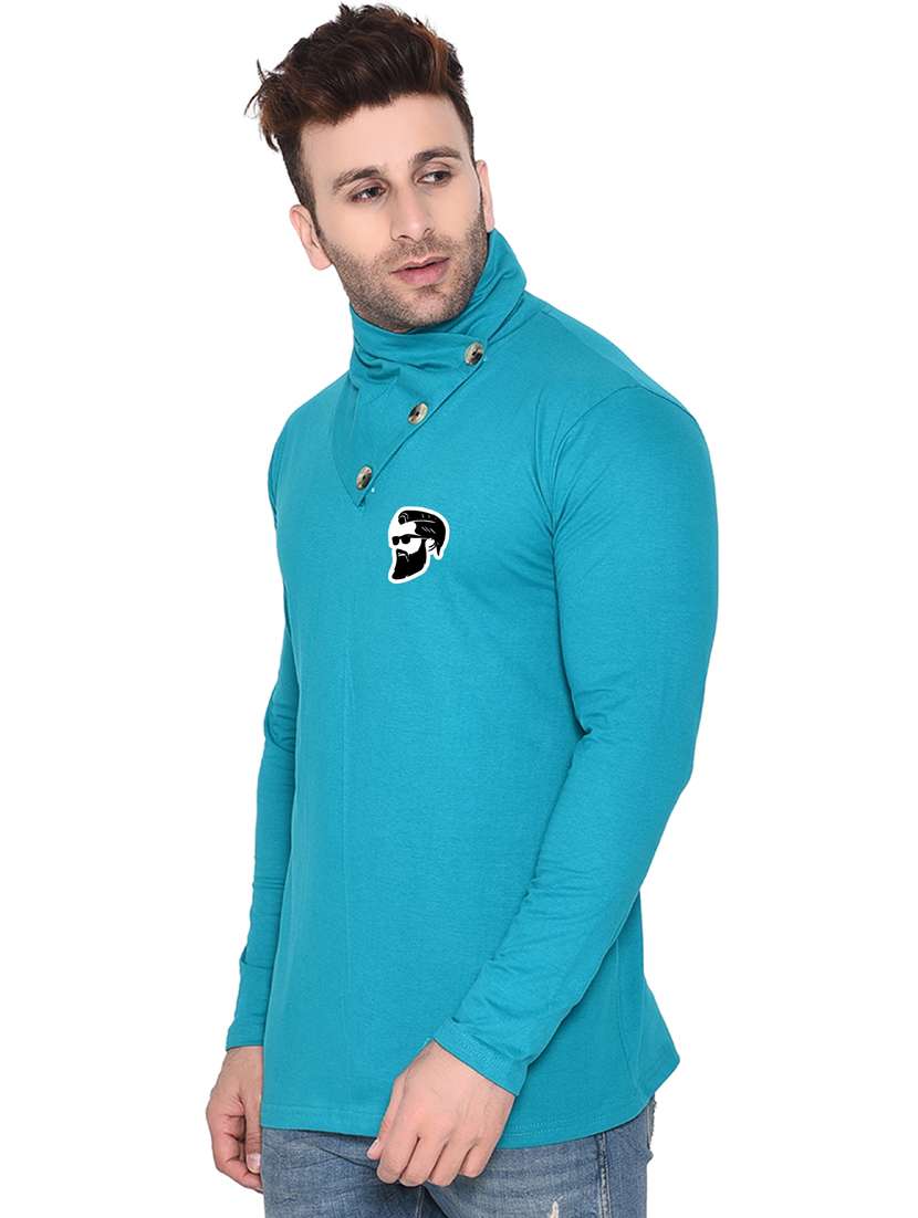 men plain high neck t-shirt