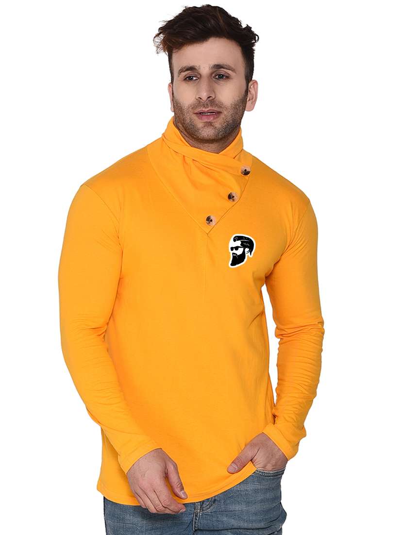 men plain high neck t-shirt