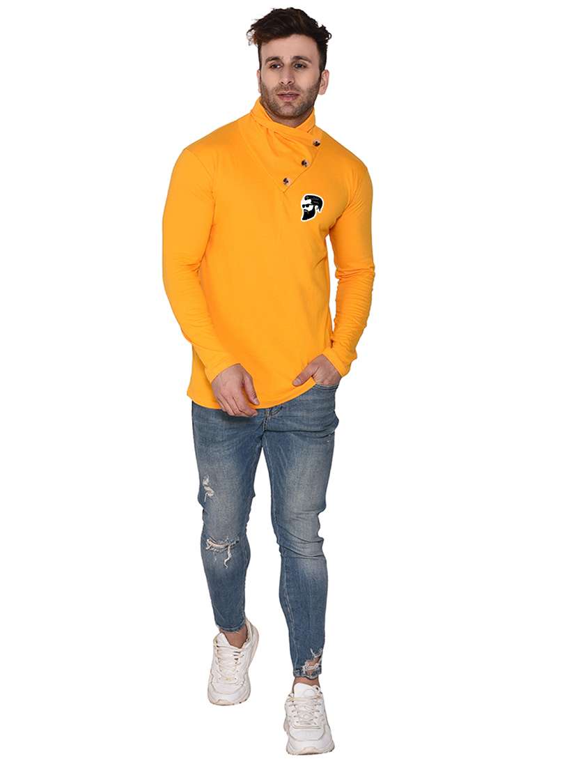 men plain high neck t-shirt - 21274966 -  Standard Image - 3