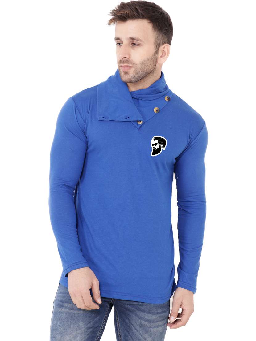 men plain high neck t-shirt