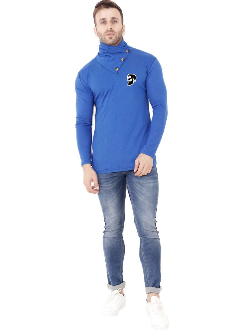 Men Plain High Neck T-shirt - 21274968 -  Standard Image - 3