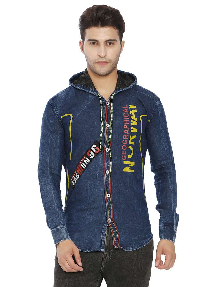men printed hood neck casual shirt - 21275075 - Zoom Image - 0
