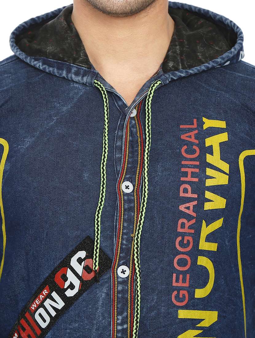 men printed hood neck casual shirt - 21275075 - Standard Image - 5