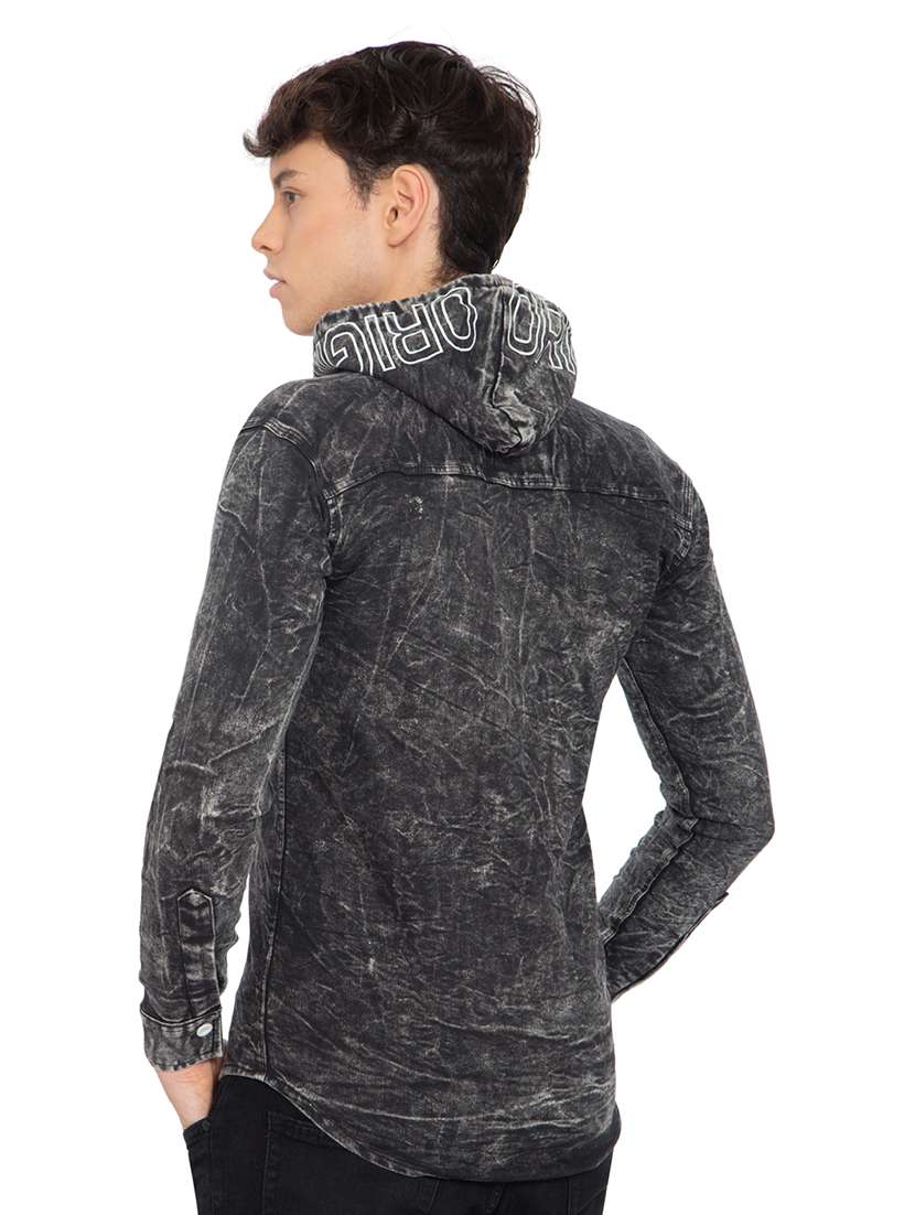 black denim casual shirt - 21275094 - Standard Image - 3