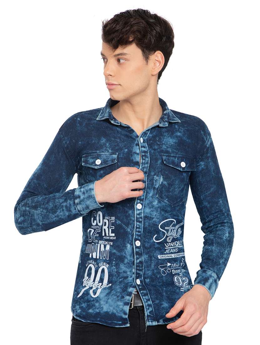 blue denim casual shirt