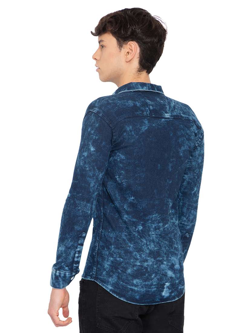 blue denim casual shirt - 21275096 - Standard Image - 3