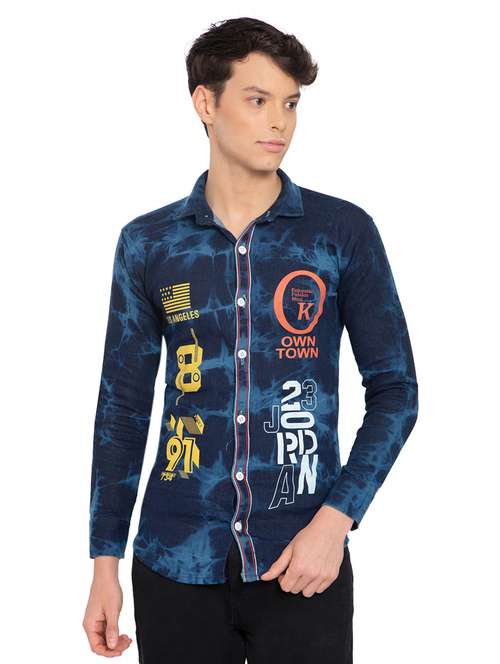 blue denim casual shirt - 21275098 - Standard Image - 0