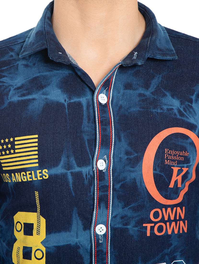 blue denim casual shirt - 21275098 - Standard Image - 5