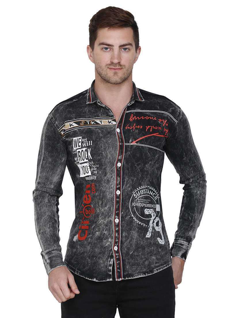 black denim casual shirt