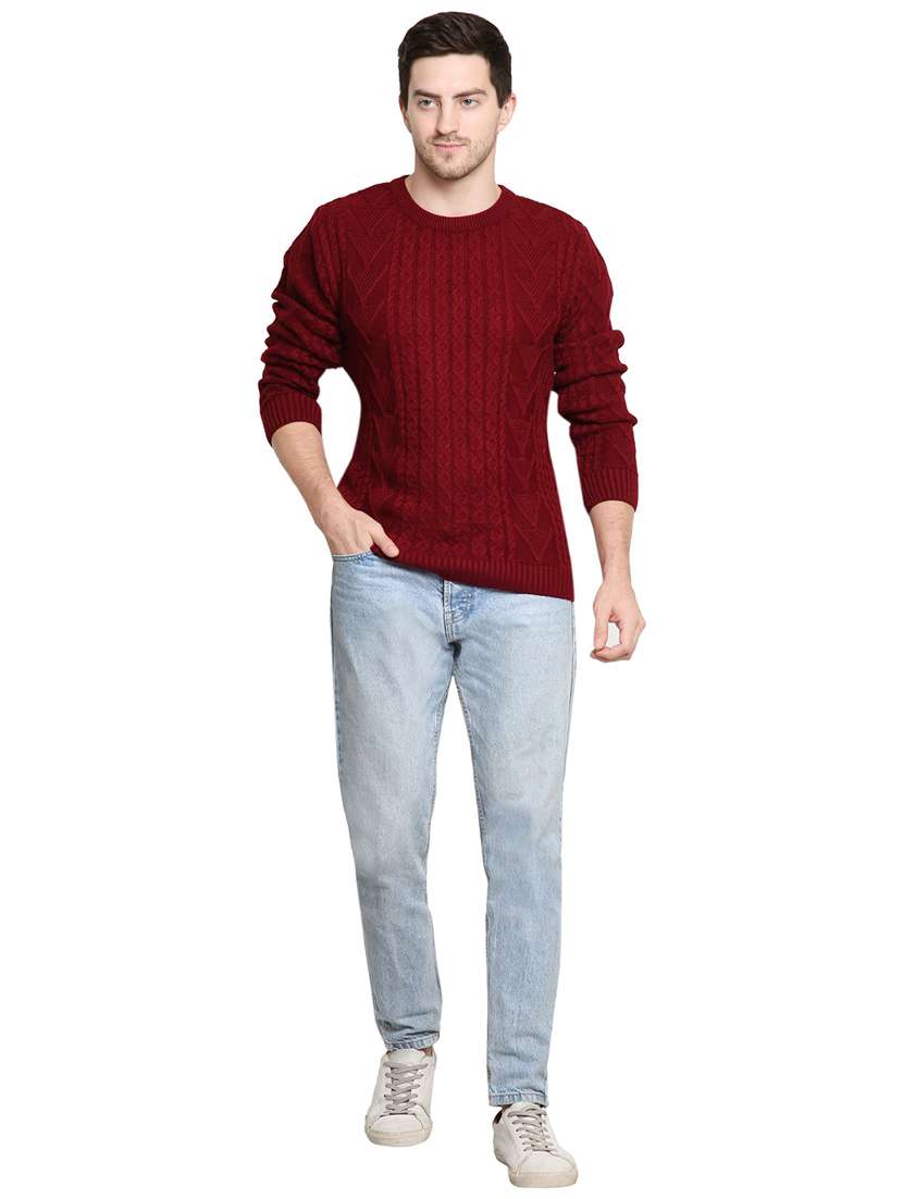 men maroon wool cardigan - 21275132 - Standard Image - 3