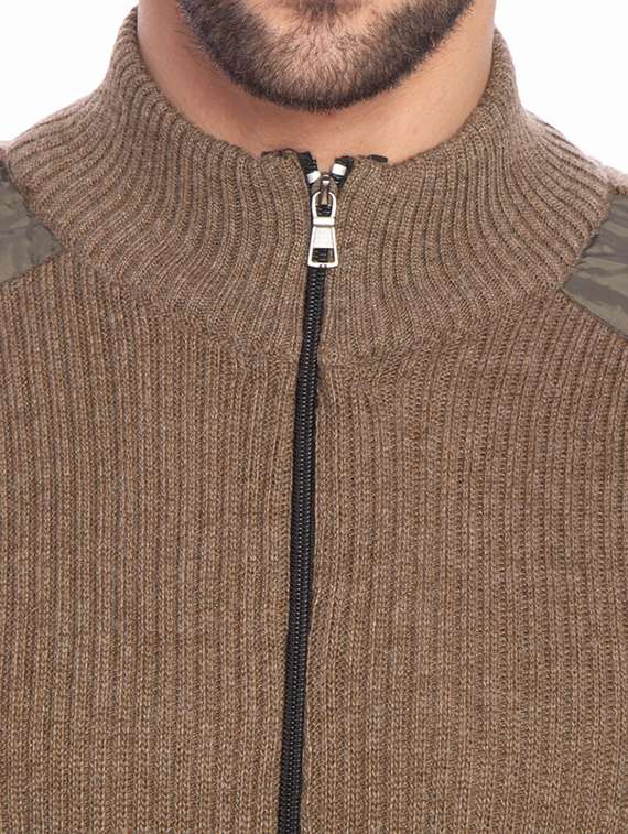 men brown self design cardigans - 21275140 - Standard Image - 3