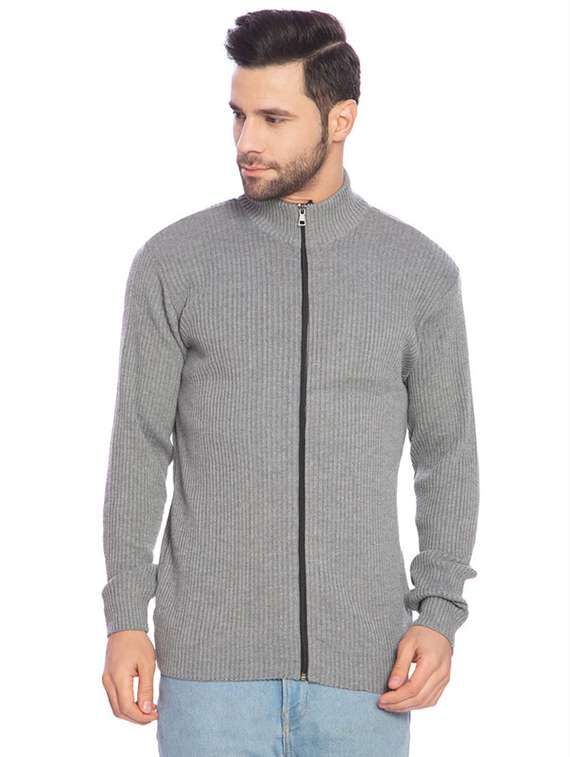 men grey self design cardigans - 21275141 -  Zoom Image - 0