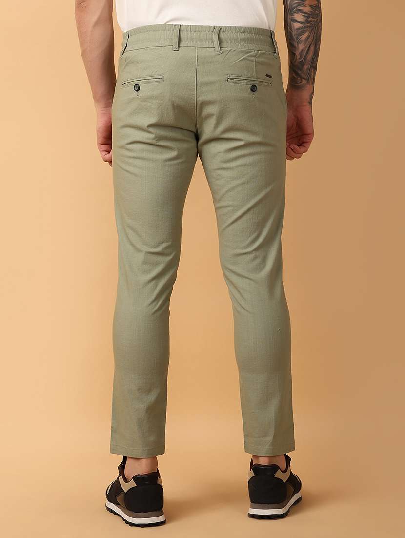 green cotton chinos casual trousers - 21275254 -  Standard Image - 3