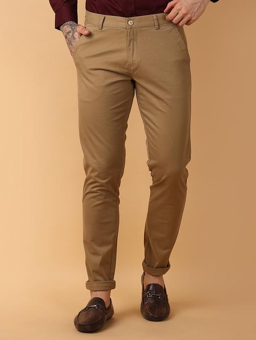 khaki cotton chinos casual trousers - 21275256 -  Standard Image - 0