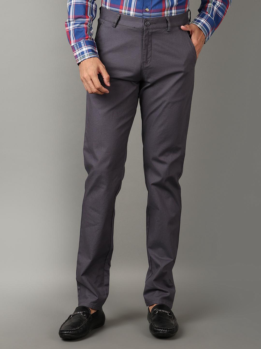 grey cotton chinos casual trousers