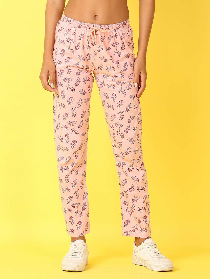 women peach printed low rise pyjama