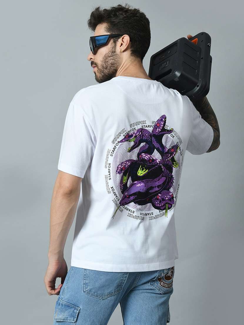 white cotton back print t-shirt