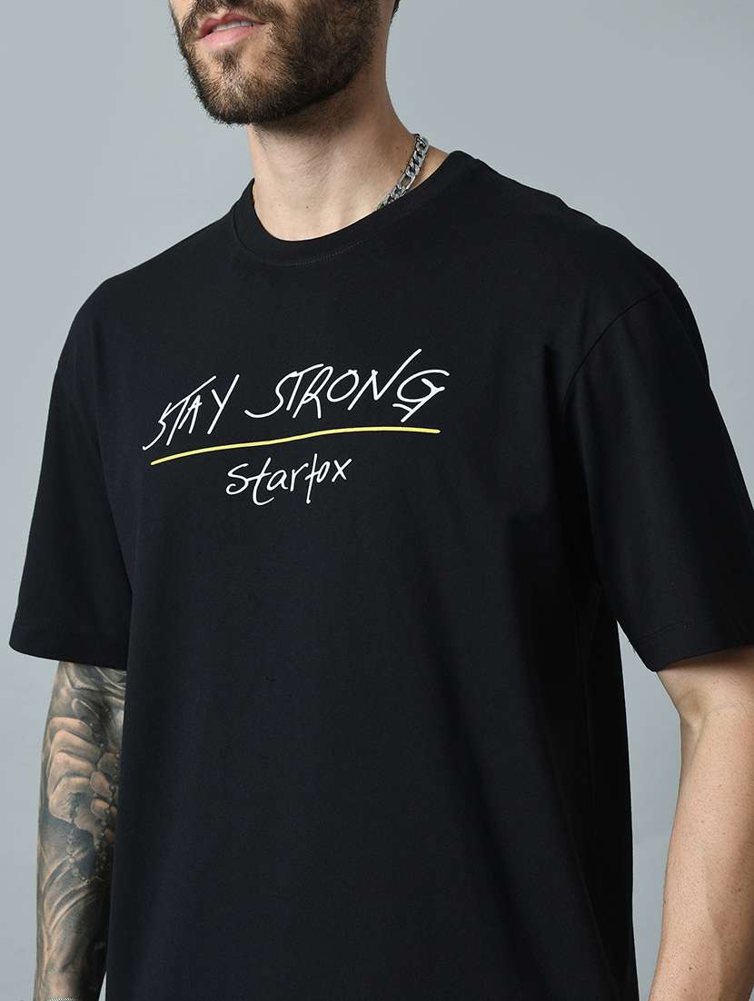 Black Cotton Back Print T-shirt - 21275446 -  Standard Image - 5