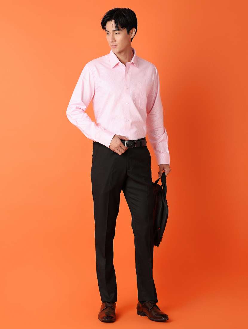 men pink solids formal shirt - 21275505 -  Standard Image - 3