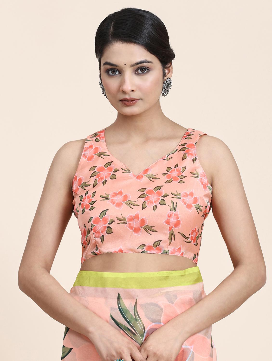women floral printed saree with blouse - 21275793 - Standard Image - 3
