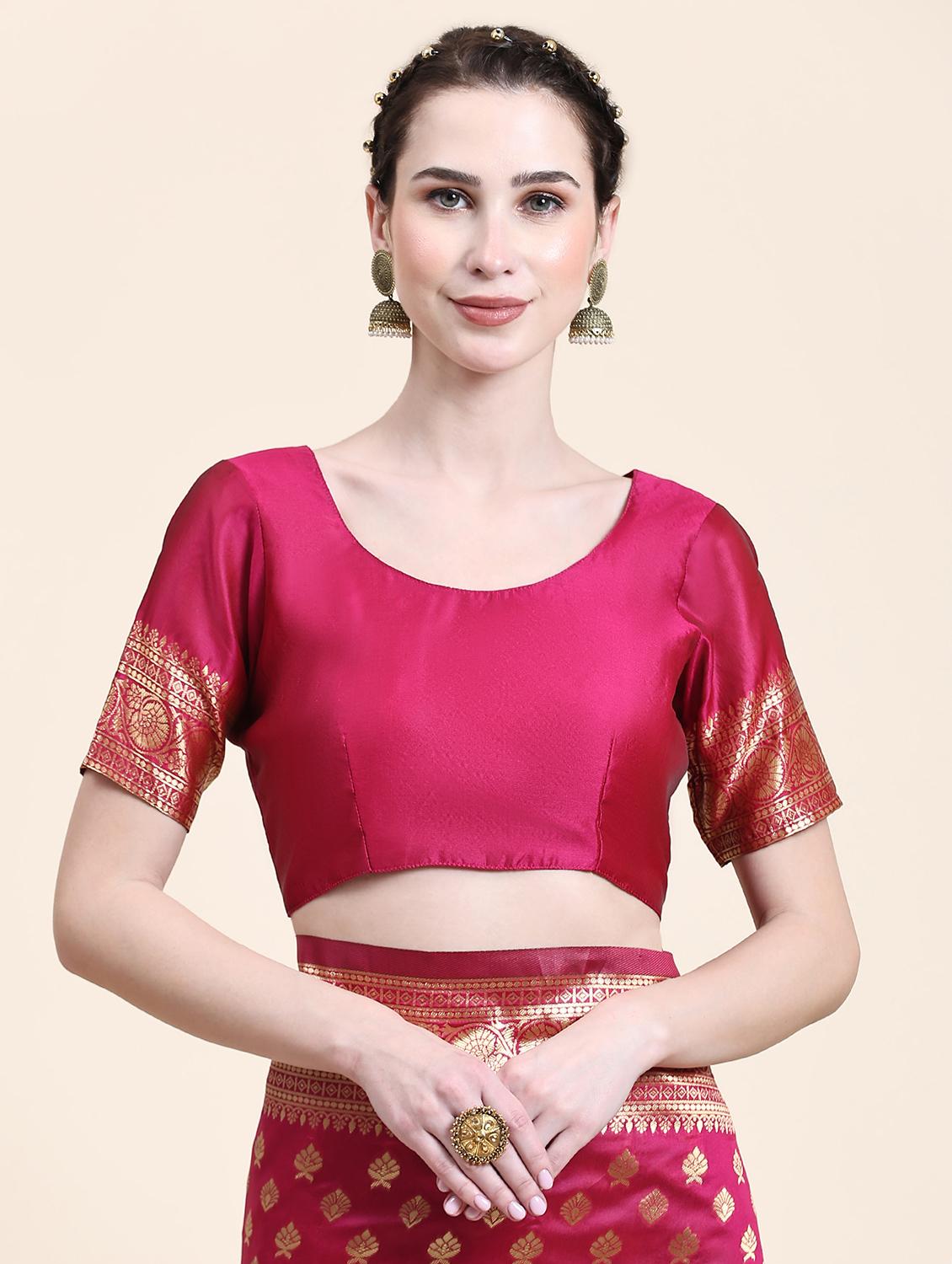 pink silk blend banarasi saree with blouse - 21275811 - Standard Image - 3