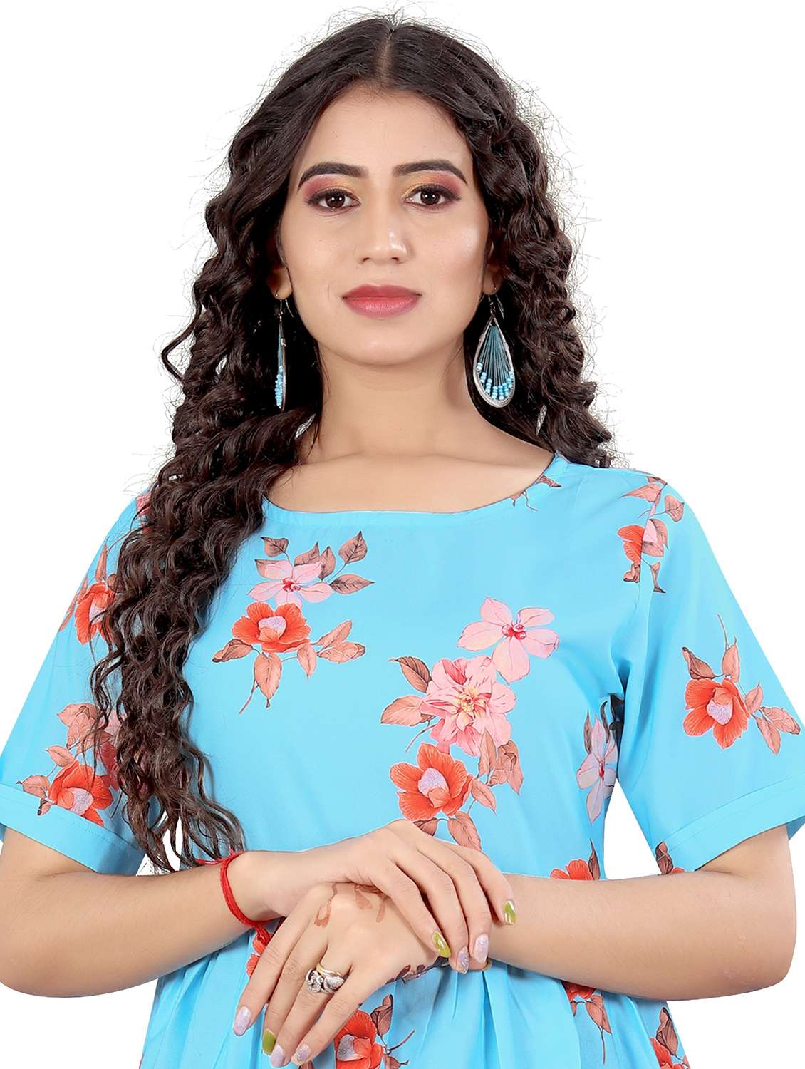 blue cotton blend regular top - 21275933 - Standard Image - 3