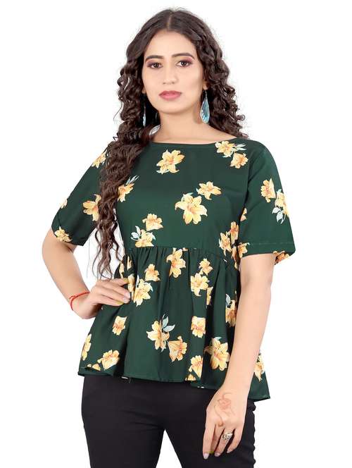 green cotton blend regular top - 21275934 - Standard Image - 0