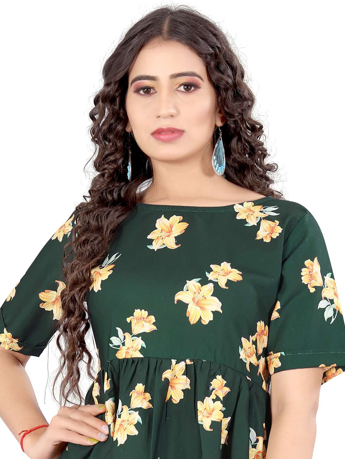 green cotton blend regular top - 21275934 - Standard Image - 3