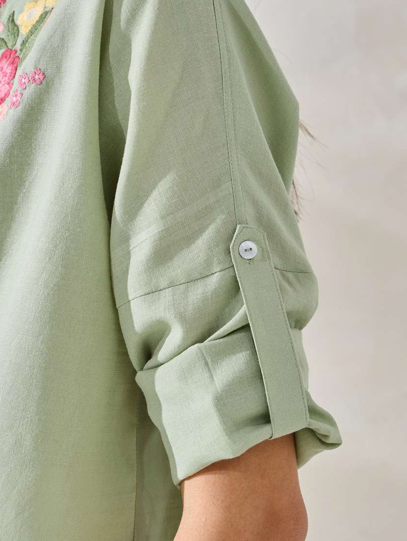 women green spread collar oversized shirt - 21275987 - Standard Image - 5