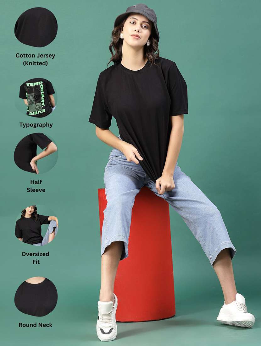 black cotton jersey oversized t-shirt - 21276077 -  Standard Image - 3