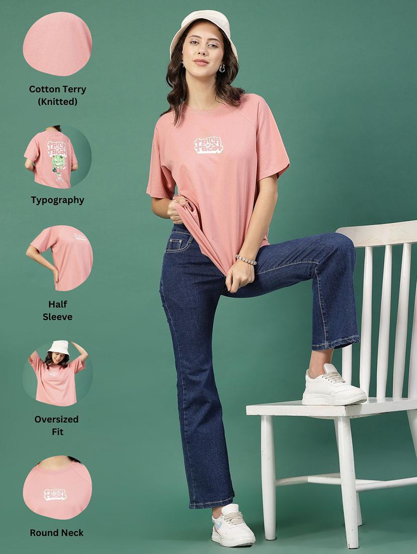 peach cotton oversized t-shirt - 21276089 - Standard Image - 3