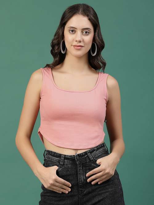 Peach Solid Crop Top