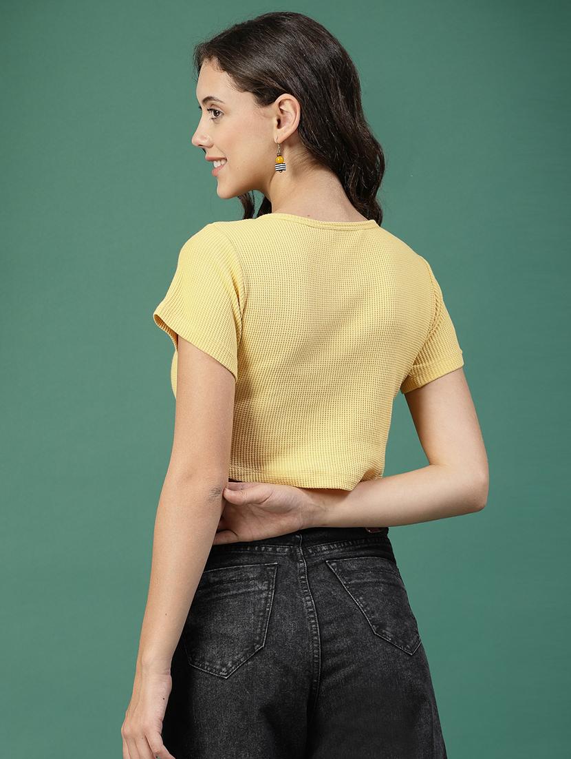 yellow cotton crop top - 21276107 - Standard Image - 3
