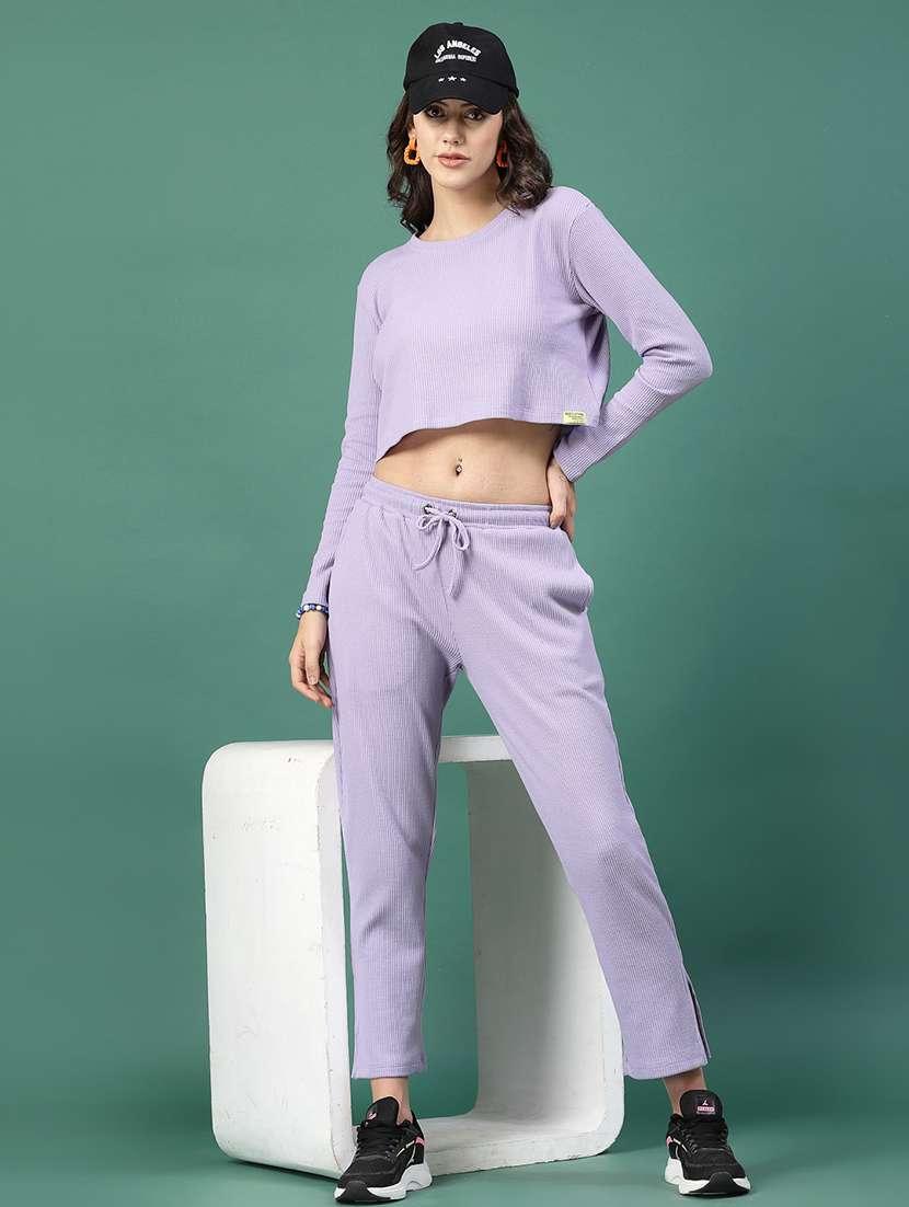 purple cotton top and trouser set coord