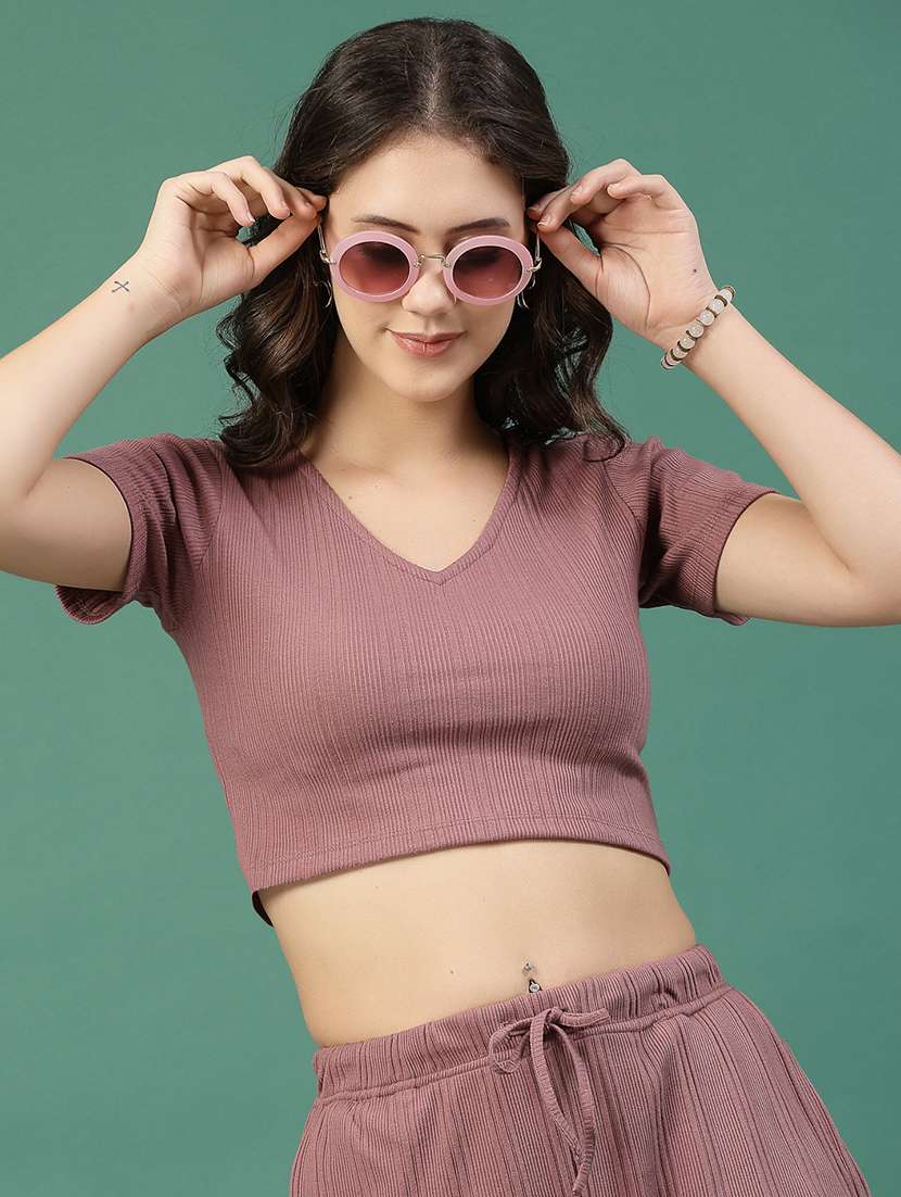 mauve cotton top and shorts co-ord set - 21276118 -  Standard Image - 3