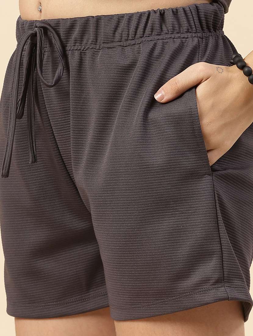 charcoal polyester top and shorts co-ord set - 21276124 -  Standard Image - 5