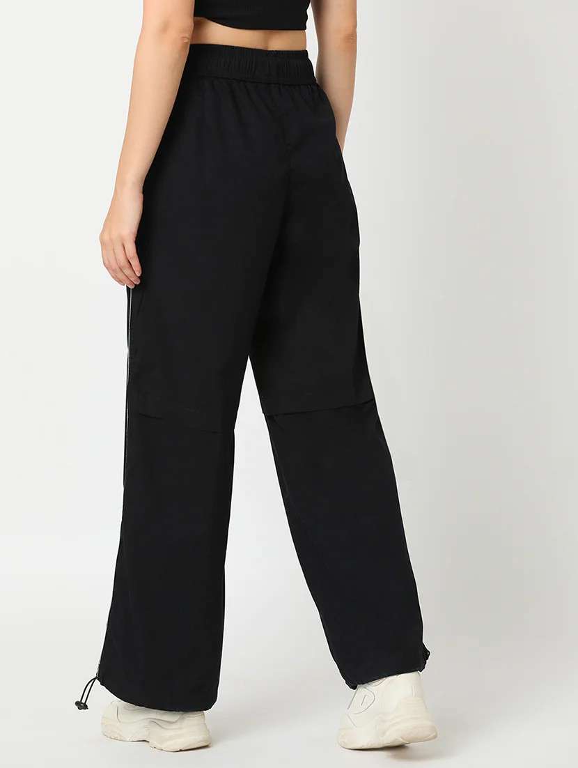globus women black washed cargo with contrast piping and adjustable toggle - 21276136 - Standard Image - 3