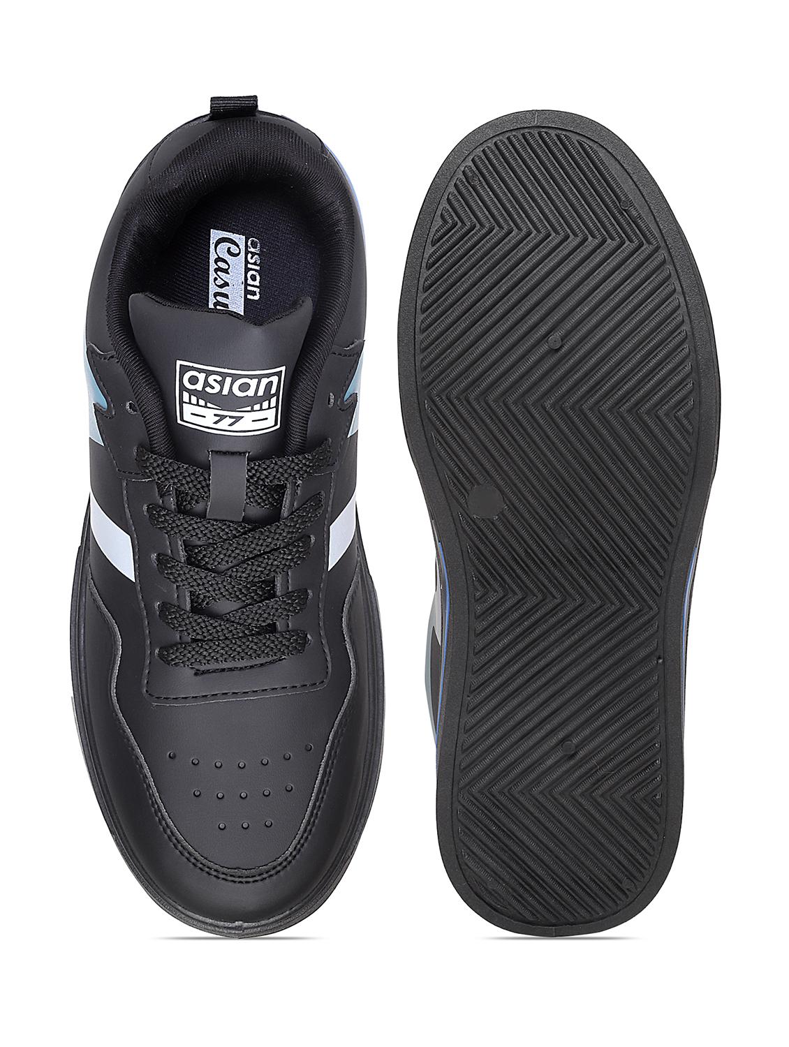 black synthetic lace up sneakers - 21276212 - Standard Image - 3