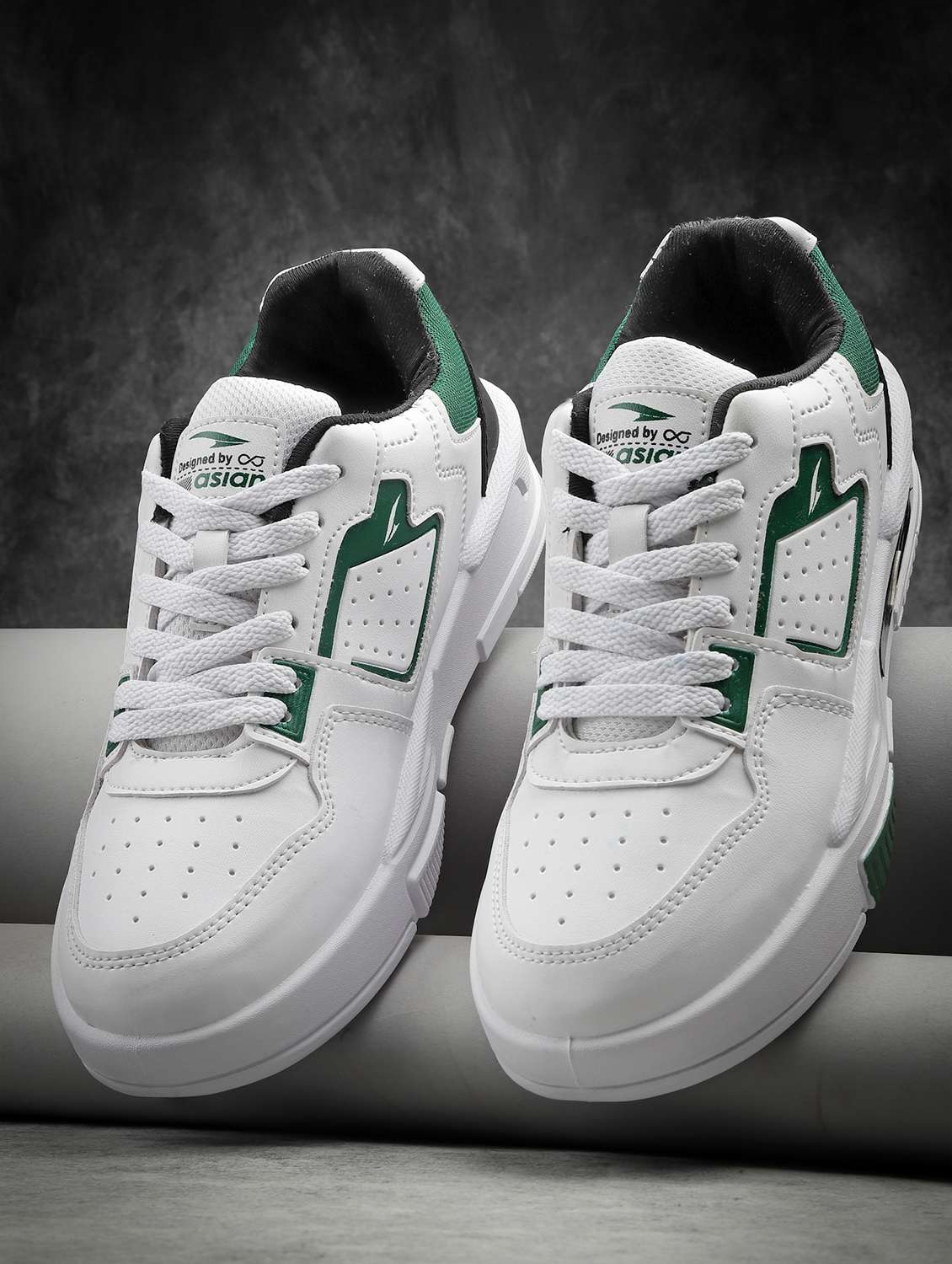 Men White Lace Up Sneaker