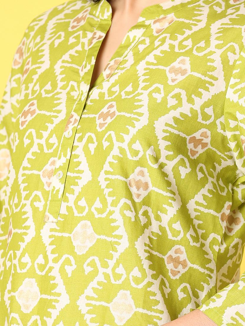 green printed straight kurta - 21276468 - Standard Image - 5