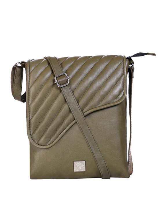 olive leather sling bag