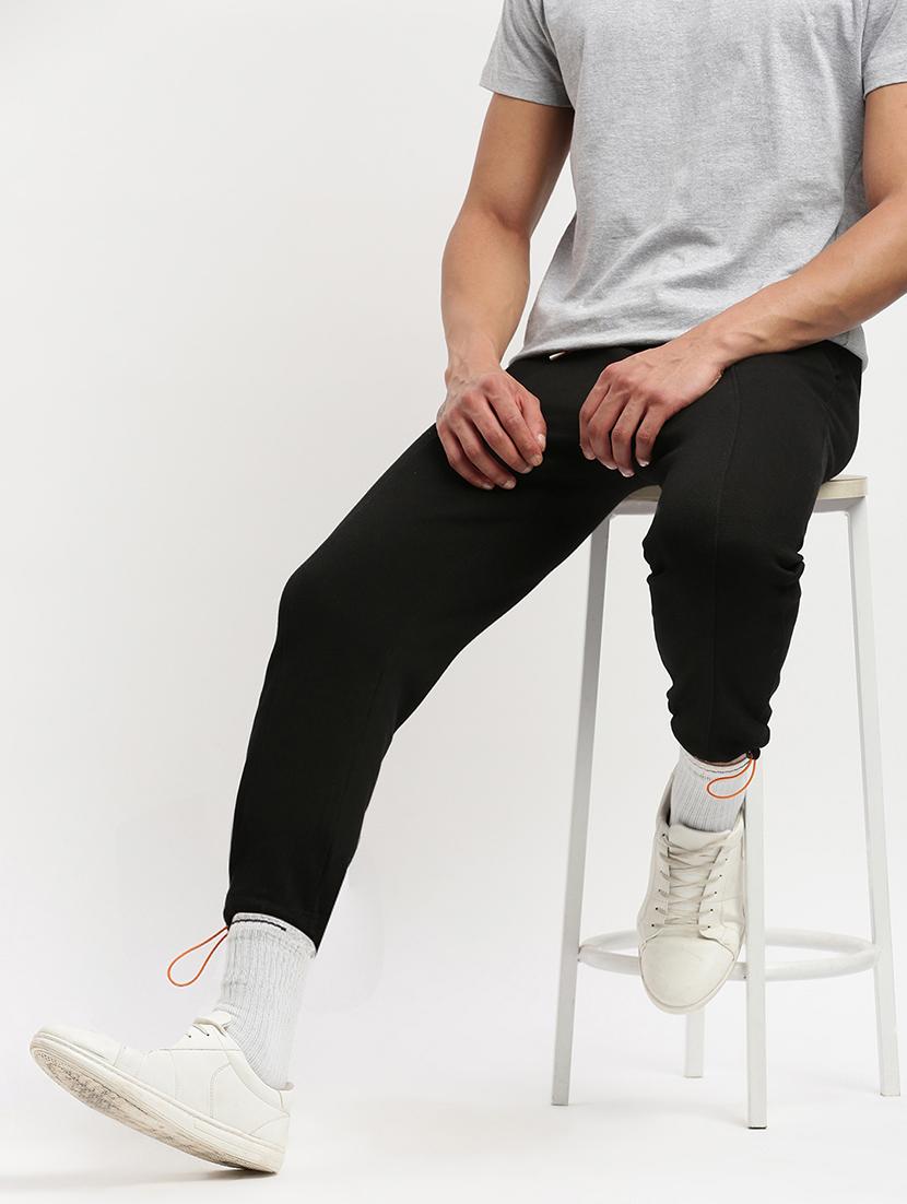 men black solid mid rise jogger - 21276810 - Standard Image - 3