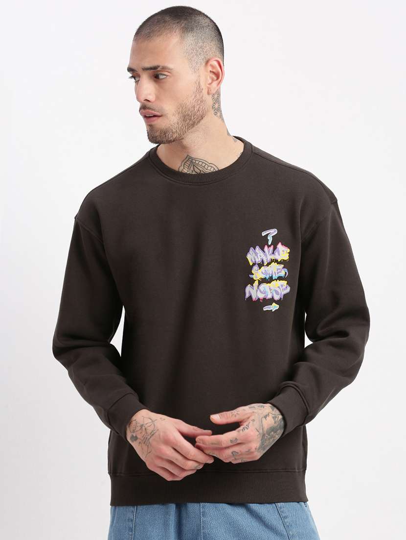 men's charcoal graphic round neck pullover - 21276851 -  Zoom Image - 0