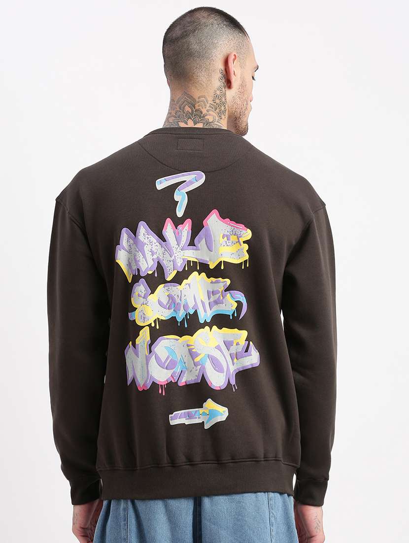 men's charcoal graphic round neck pullover - 21276851 - Standard Image - 3