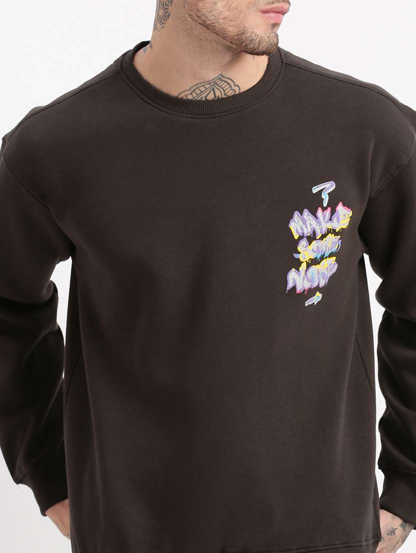 men's charcoal graphic round neck pullover - 21276851 - Standard Image - 5