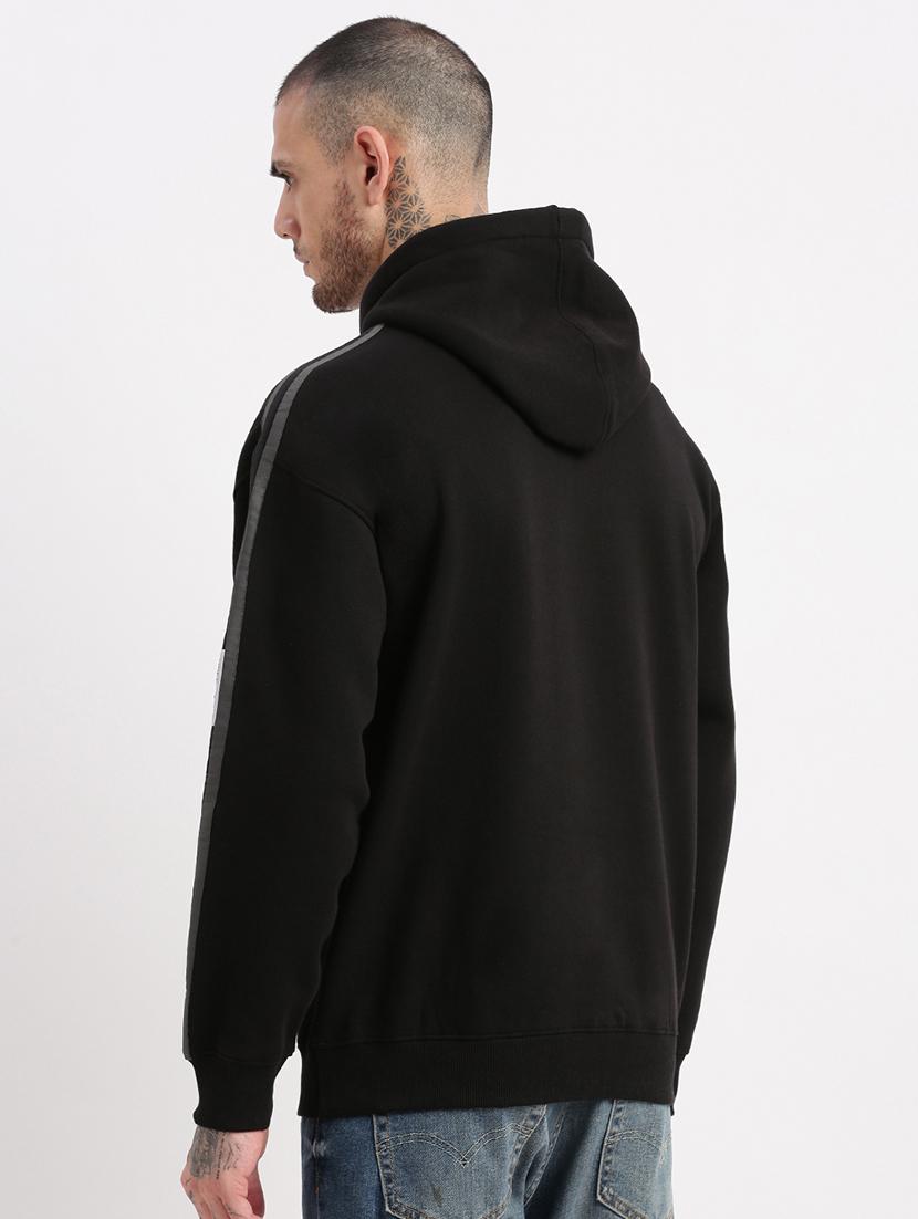 men's black solid hooded pullover - 21276855 - Standard Image - 3