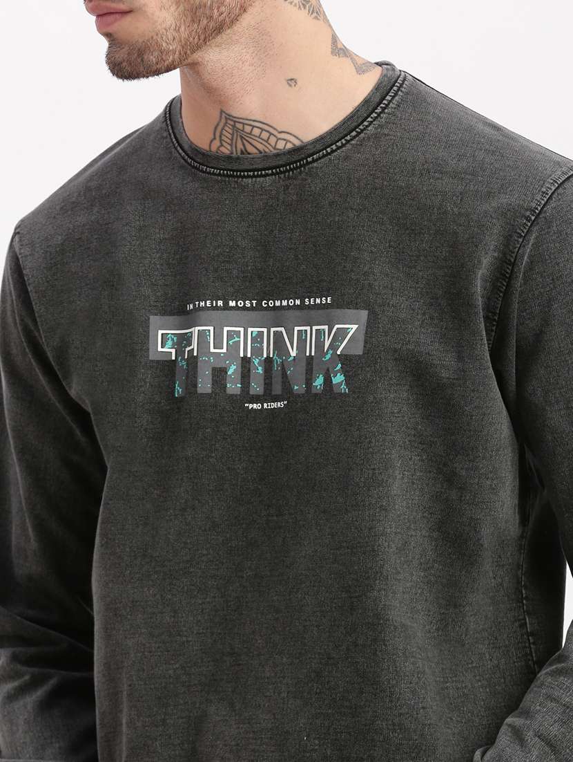 men long sleeved chest print sweatshirt - 21276868 -  Standard Image - 5