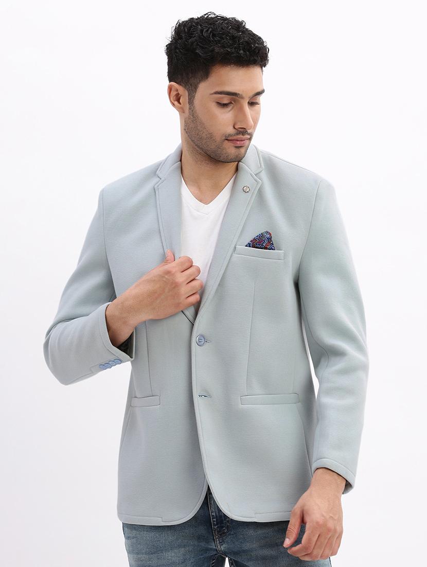 men's solid notched lapel single breasted blazer - 21276877 - Zoom Image - 0